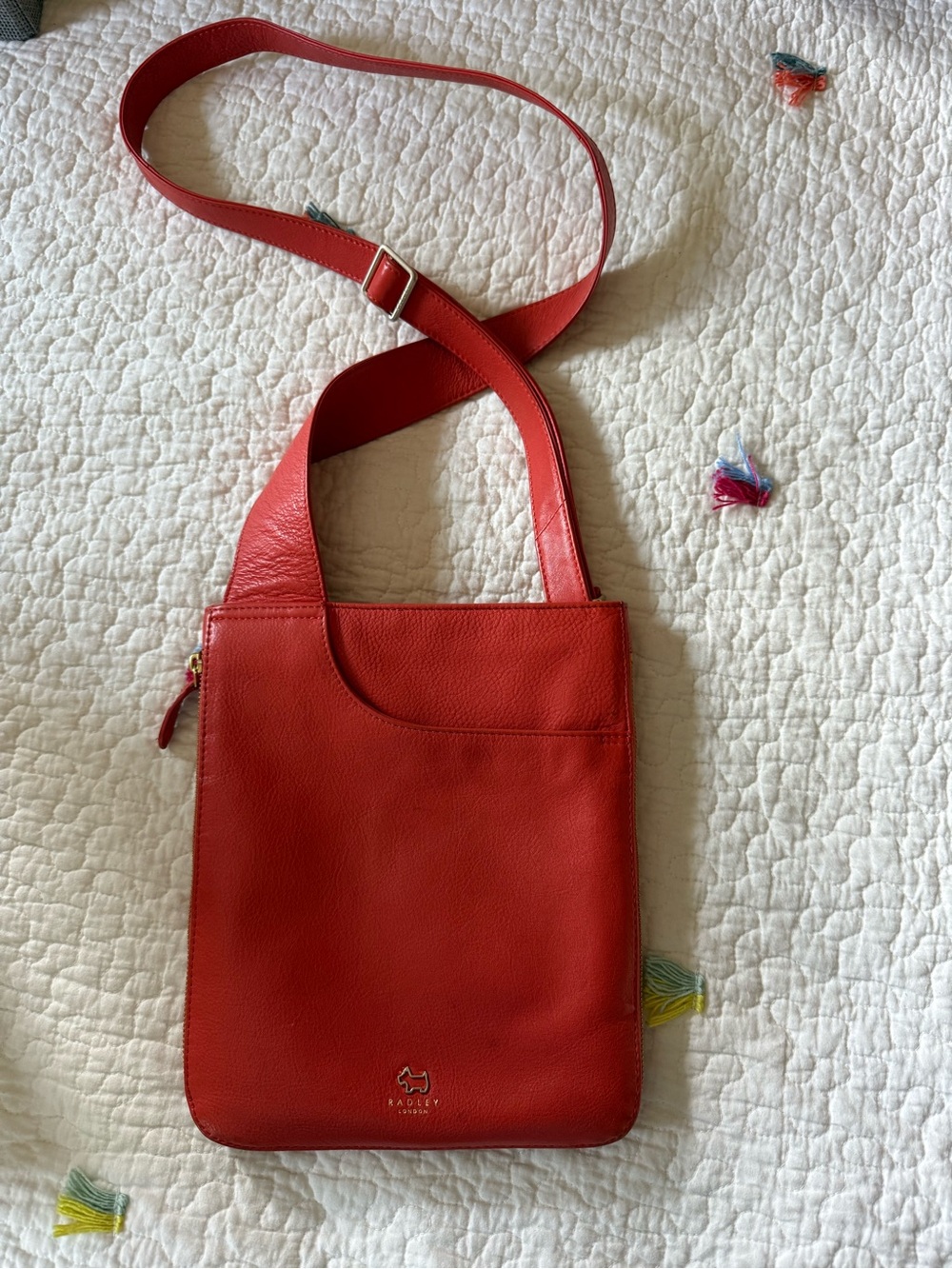 RADLEY LONDON Orange Pebbled Leather Crossbody (last image true color)